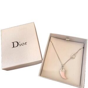 Dior Silver Necklace with Pink Pendant